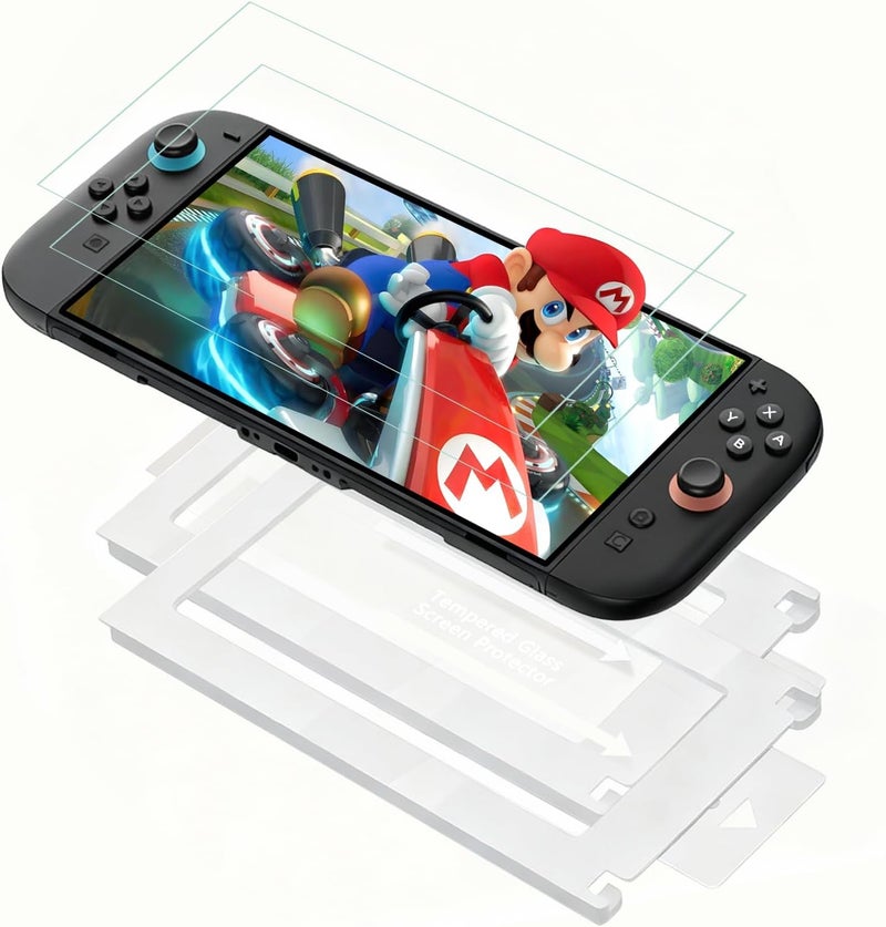 DTOL for Nintendo Switch 2 Screen Protector Tempered Glass 7.9'' [2025], 9H Hardness Anti-Scratch, Auto-Dust Removal, Bubble Free, 30s Installation, with Alignment Frame Full Coverage HD Clear 2 Pack - Image 1